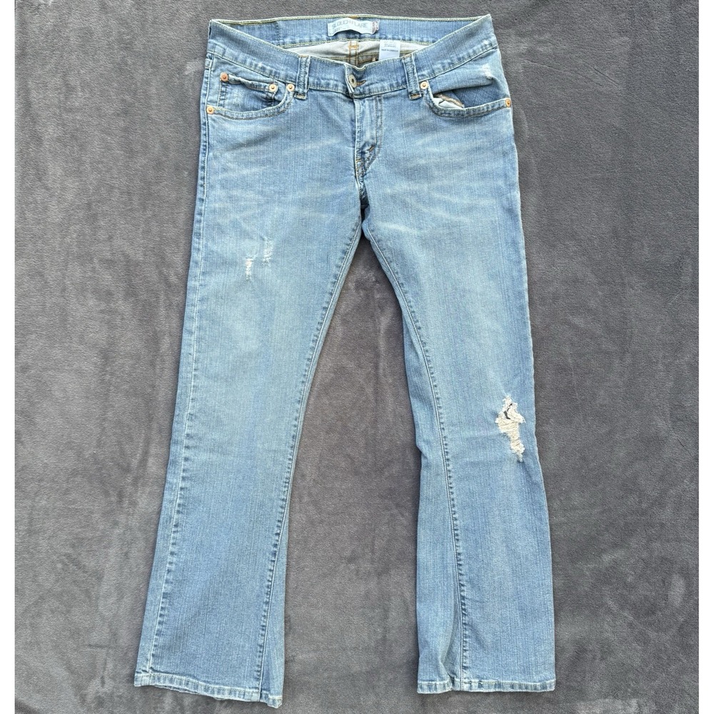 Levis Womens 527 Slouch Flare Jeans Pants Light Wash 13M Low Rise Distressed Vtg